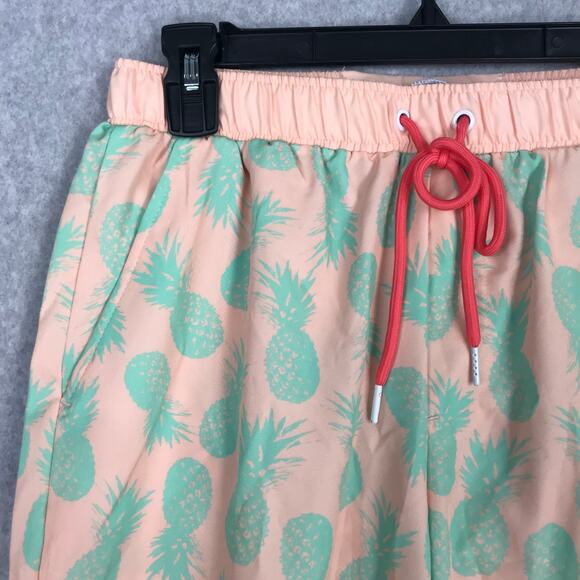 Mossman Australia Swim Trunk Small Peach Stretch Pineapple Volley Board 6 Inseam - Picture 2 of 11